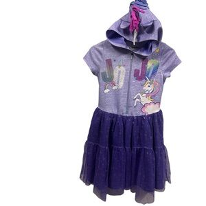 Nickelodeon JoJo Siwa Unicorn Hood Faux Zip Up Dress Big Girls 10 12 Large